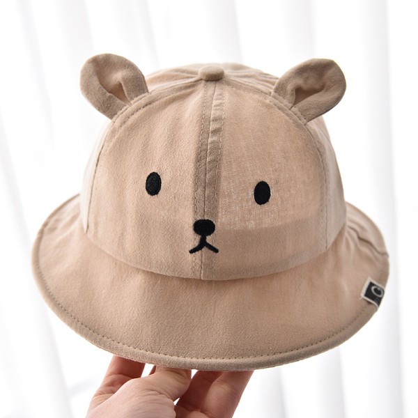 Cute Bear Kids Bucket Hats , Cotton Wide Brim Fisherman Cap , Uv Protection Hat For 0 - 2 Years Old Toddler Girls Boys 1Pc