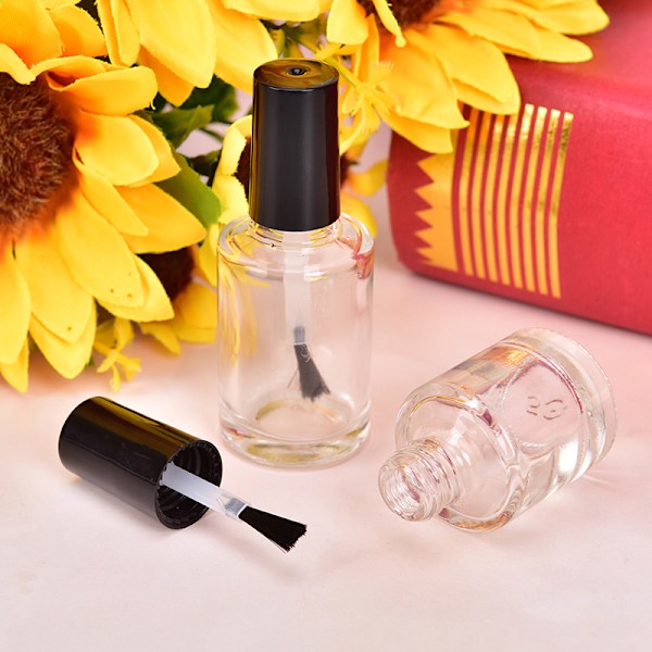 1 st 5/10/15 ml tom glas nagellack flaska med borste nagel O Transparent Transparent 10 ml