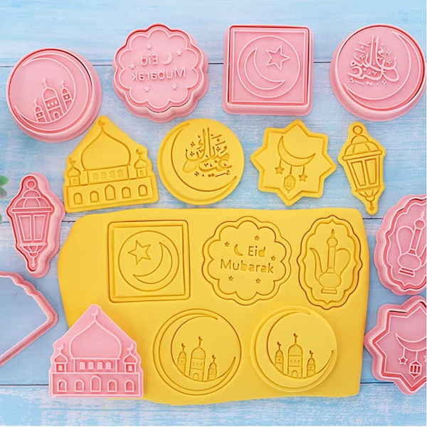 8-deliga Eid Mubarak Kakformar Set 3D Islamisk Ramadan Kakform