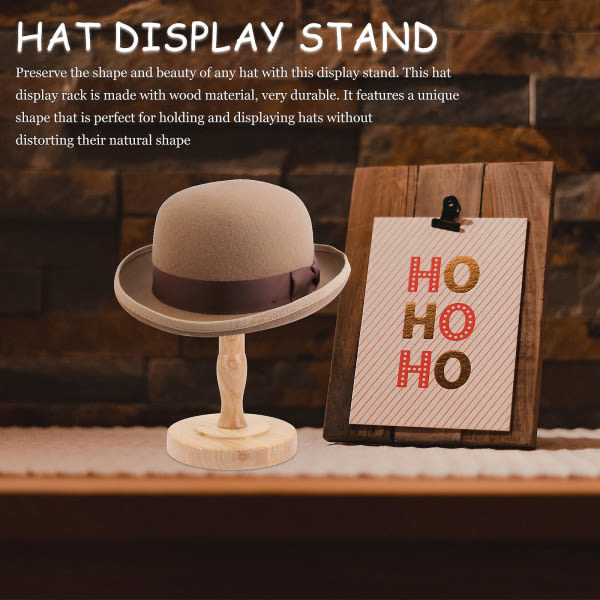 Hat Display Stand Træ Hat Display Stand Bordhætte Display Holder til butik (23x15,5 cm, træfarve)
