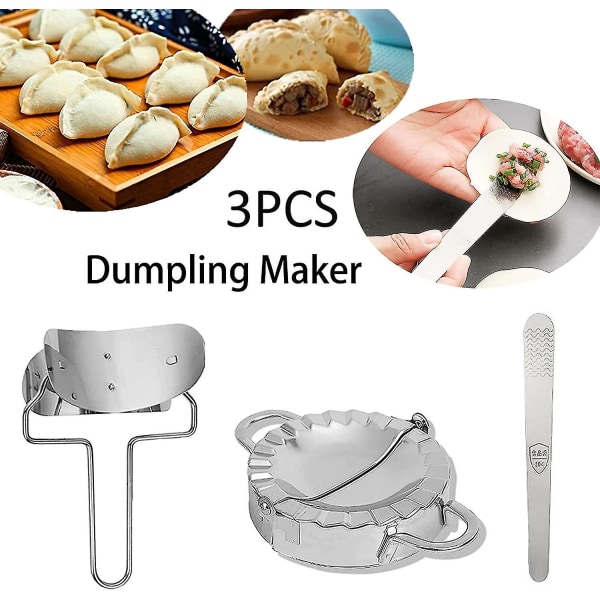 3 stk Dumpling Maker, rustfritt stål Dumpling Form og Dumpling Machine Press, 3,9 tommer