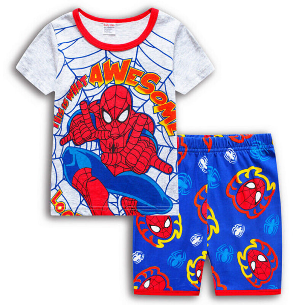 Toddler Barn Pojkar Spiderman Superhjälte Pyjamas T-paita Shortsit Blue&White