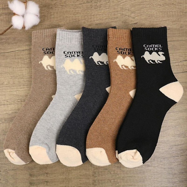 5 par alpackasockar Herr Dam Ullsstrumpor Varma vinterstrumpor camel