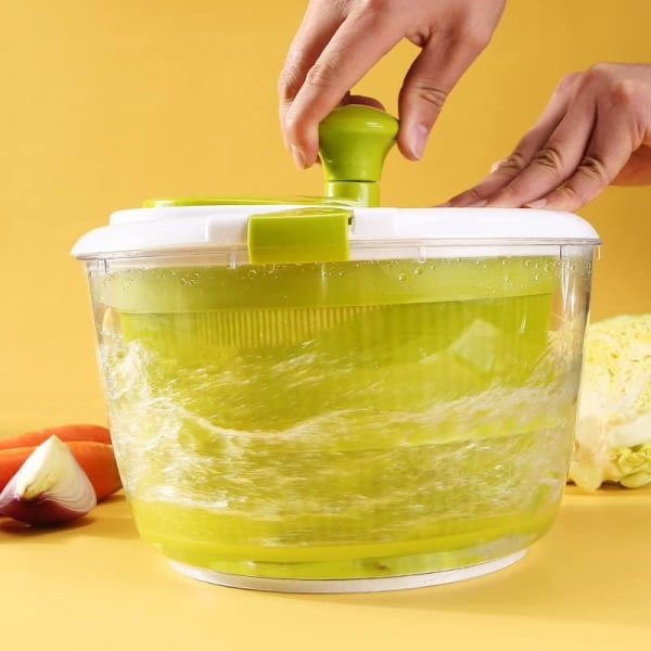 Salatspinner, 5L Salat Tørker Salatspinner med Grønnsakvaskkurv