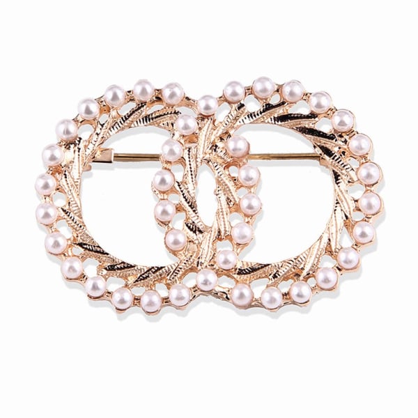 Round Brooch Pin with Pearl for Women Girls