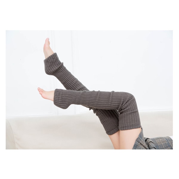 Dame Lange Strikket Benvarmere Sokker til Ballet Fitness Yoga Dark grey