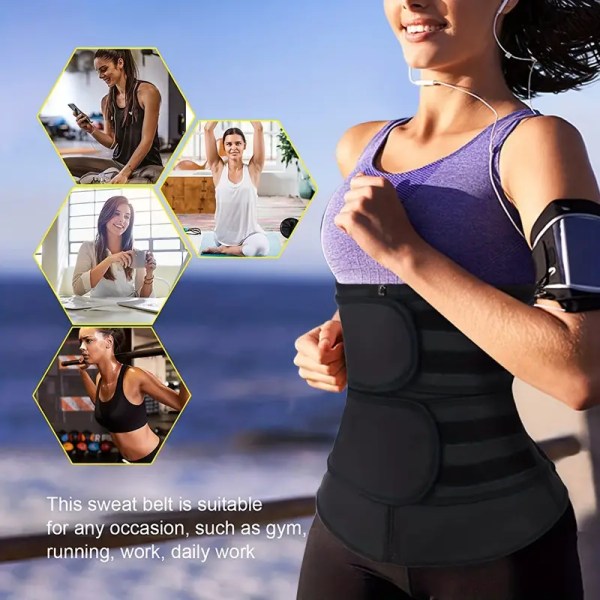 Beställ en storlek större, Andningsbar Neopren Midjetränare, Trimmerbälte, Kroppsshapewear för Kvinnor