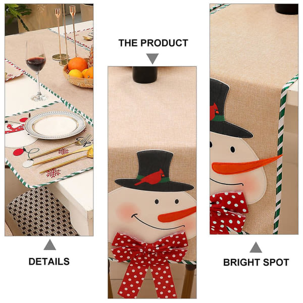 Creative Christmas Snowman Bordløper Holiday Bordløper for spisestuen (180X33X1cm, forskjellige farger)