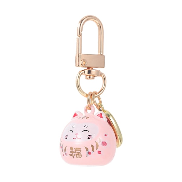 Suloinen kissan avaimenperä Ihastuttava kissan kellon riipus Fortune Cat Ornament -avaimenperä riippuva riipus (5,5X2X1,3CM, vaaleanpunainen)