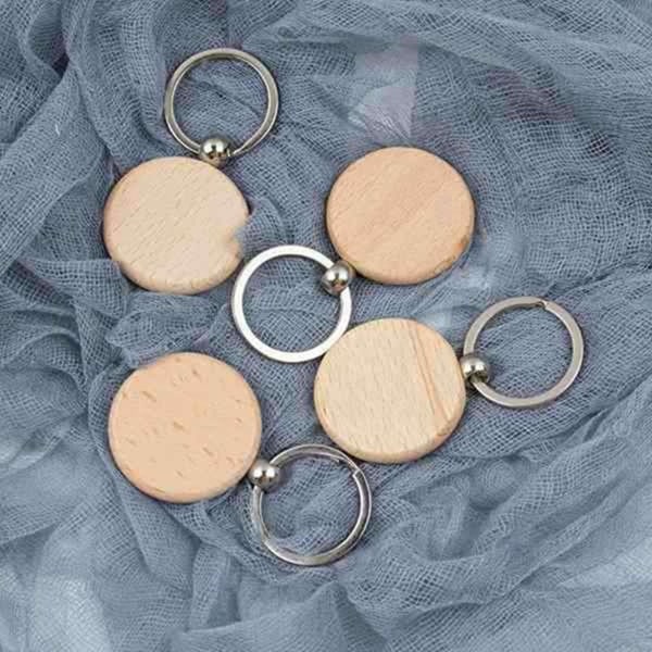 20 kpl Tyhjä puinen avaimenperä Pyöreä kaiverrusavain Tee itse puiset avaimenperät avaimenperät CAN tehdä tee-se-itse-lahjoja