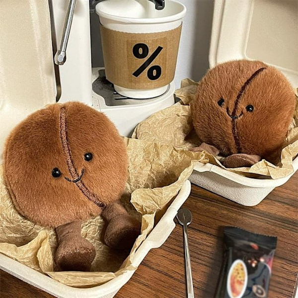 5.11in Jellycat Brun Kaffeböna Nyckelring Med Fot Mjukt Hänge Ny Kreativ Simulerad Kaffe Mat Plyschdocka Nyckelring Jellycat Gosedjur