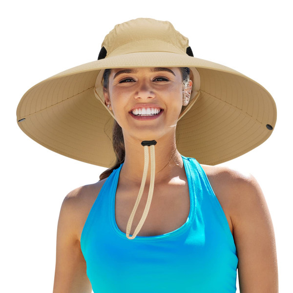Kvinnor Superbred brättad solhatt UPF50+ Vattentät Bucket Hat för fiske, vandring, camping