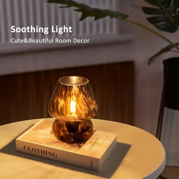 Svampelampe Lille Sengelampe-Natbordslampe Natlampe Dæmpbar Trinløs, Gennemsigtigt Glas Hvid Bordlampe til Soveværelse Kollegium Stue Køkken