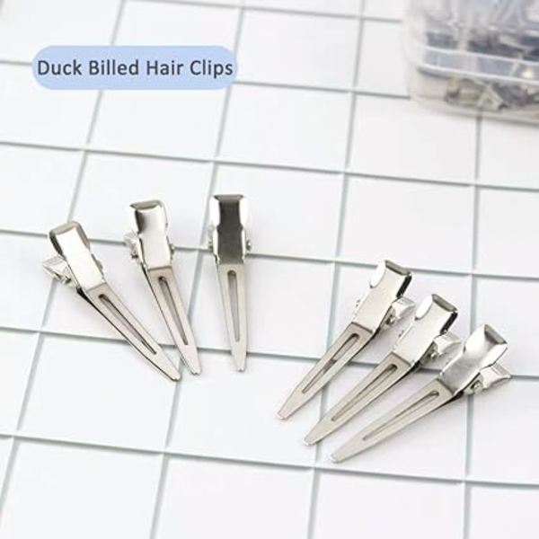 60 kpl alligaattoripinnit, Gingbiss 4,5 cm hopeiset metalliset hiusklipsit säilytyslaatikolla, alligaattori twist hiusklipsit_xx F
