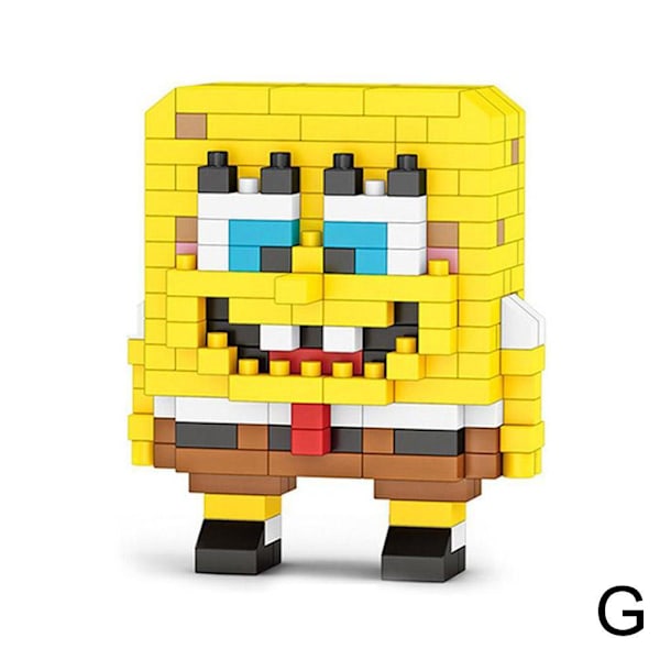 Mini Byggkloss Leksak Karaktärskort Rolig Byggkloss Leksak Sponge ONE-SIZE