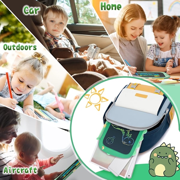 8,5 tommer LCD Doodle Board Tablet Legetøj - Grøn Dinosaur Tegneplade til Børn 2-6 År - Jule- og Fødselsdagsgaver Green