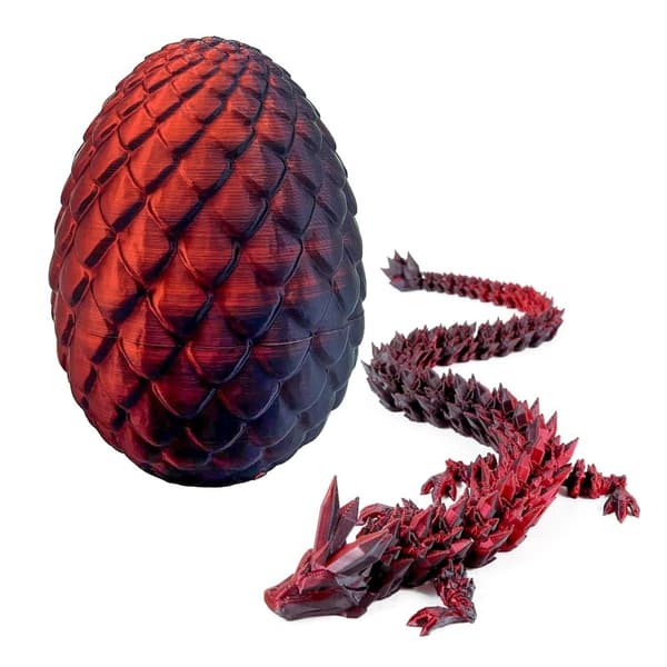 3D-printed dragon eggs with a dragon inside, dragon egg, movable crystal dragon toy, surprise egg, home decoration (Laser Red)