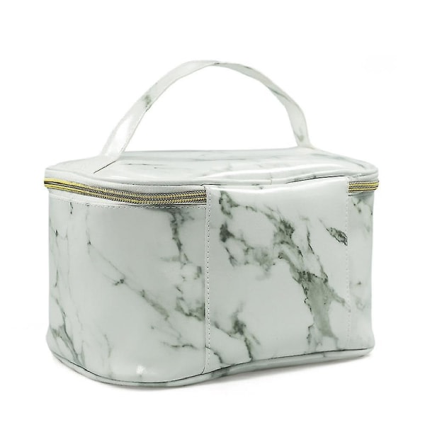 Pu kosmetikaväska, marmorerad för reseförvaring med handtag Bärbar kosmetisk väska med stor kapacitet