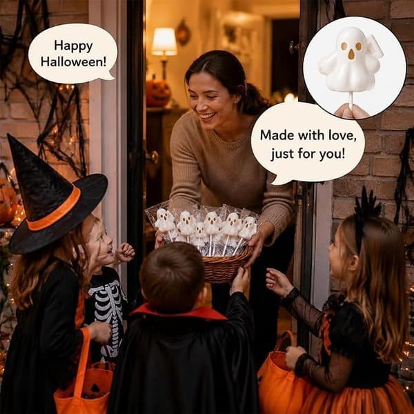 Spøgelsesformet Cake Pop Form 3D-printet PLA, Fødevaresikkert Halloween DIY Bageværktøj til Slikpinde og Chokolade Lækkerier