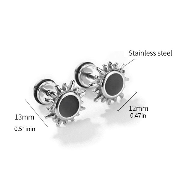 Små silverörhängen med platt baksida Mini solliknande örhängen Diameter 12 mm Hypoallergena unisex örhängen