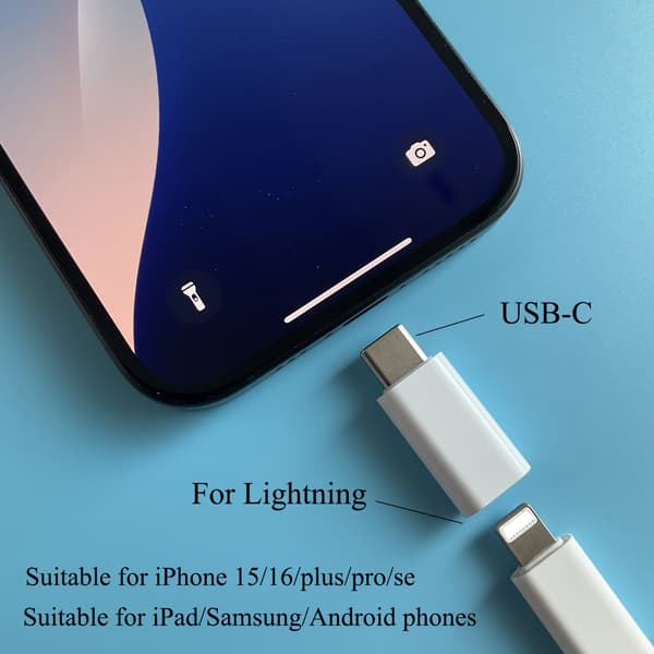 2-pack, Lämplig för iPhone Lightning till USB C-adapter, C-Typ Laddargränssnitt, Lämplig för iPhone16/15 Laddare 2 Pack (white)