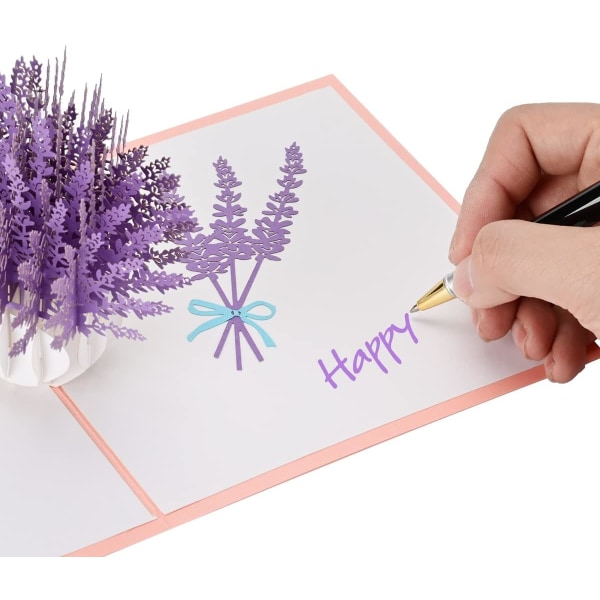 Pop Up Lavendel kort, 3D lykønskningskort til mors dag, tænker på dig, tak, alle lejligheder - for mand Kvinde Kone Mand Kæreste Kæreste