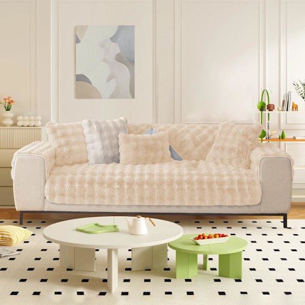 Tykk plysj kaninsofatrekk 1 2 3 seter morsomt fuzzy trekk varmt fløyel sofa putetrekk (90x180cm)