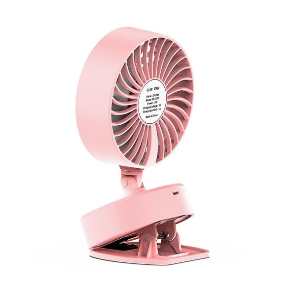 Bærbar Mini Fan Clip On Bordventilator USB Genopladelig skrivebordsventilator 360 graders rotation (pink)