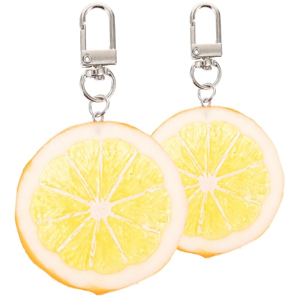 2 stk Fruit Design Nøkkelringer Nøkkelringer Sitronformede Nøkkelringer Ryggsekk Bag Anheng（9,5x5,5 cm，oransje）