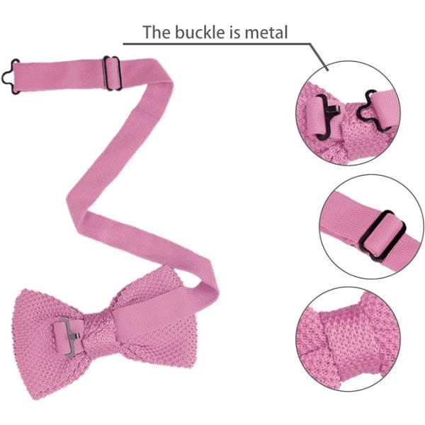 Pre-strikkede sløyfe for menn kvinner strikket sløyfe Solid strikke sløyfe Justerbar (rosa)