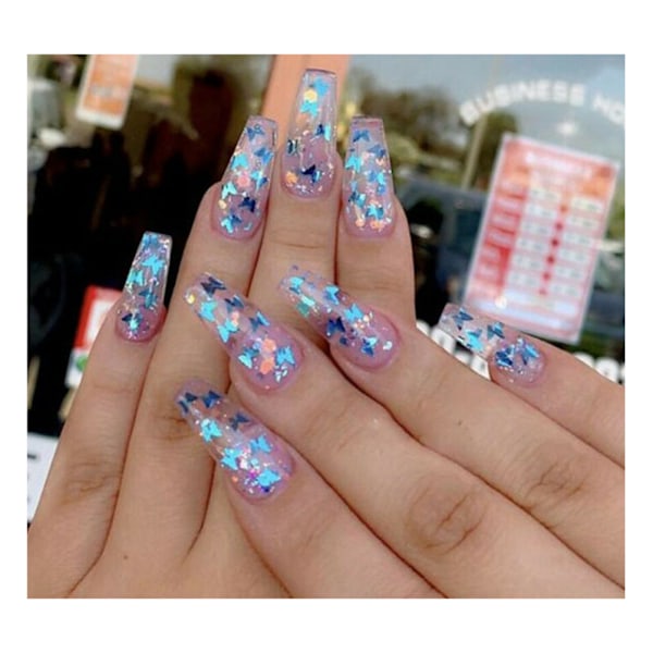 12 Färger Fjäril Glitter Nagelpaljetter Nagelkonst Flakes Färgglada Konfetti Glitter Dekaler 0.1