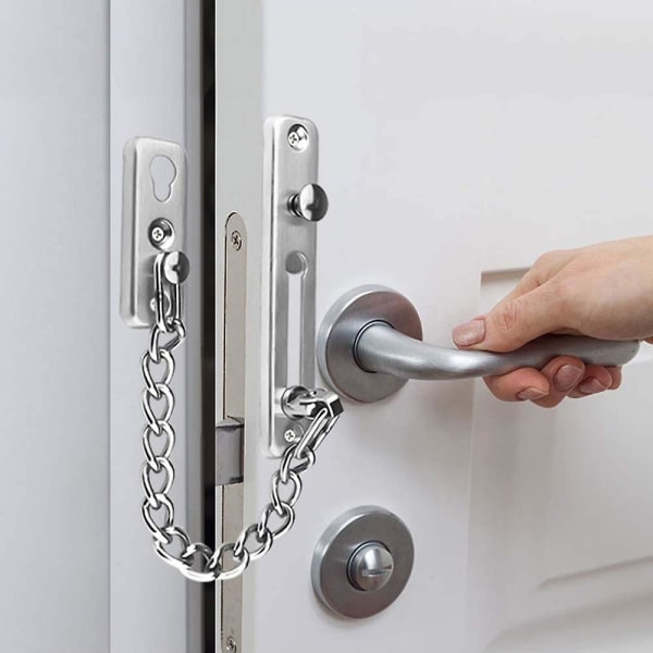 Ruostumattomasta teräksestä valmistettu varkaudenestoketju, varkaudenesto  oviketjun oven solkiketjun lukko, huoneen oven turvaketju 4770 | Fyndiq