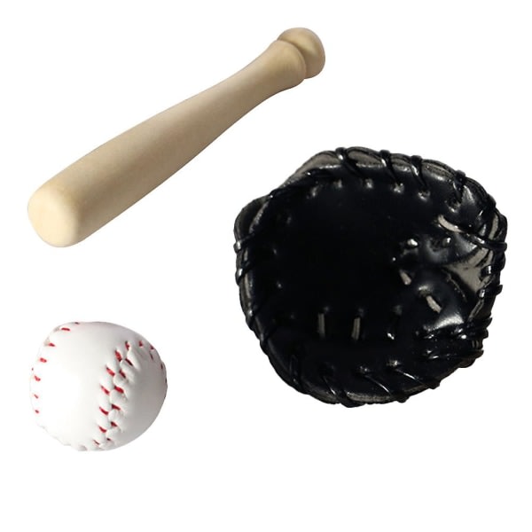 Set Miniature Baseball Glove Ball Kit Dekorativ Simulering Tillbehör för små hus (7,3X1,2CM)