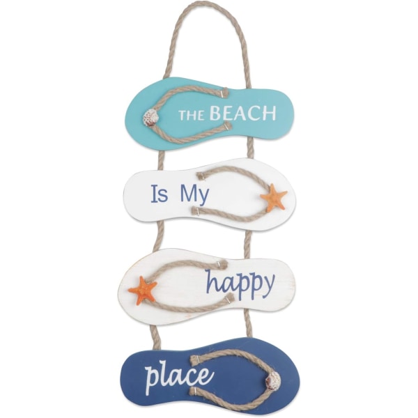 Nautical Beach Flip Flop -seinäkoristeet, puiset tossut, riippuvat koristeet merelle ja ovelle, valkoinen, sininen