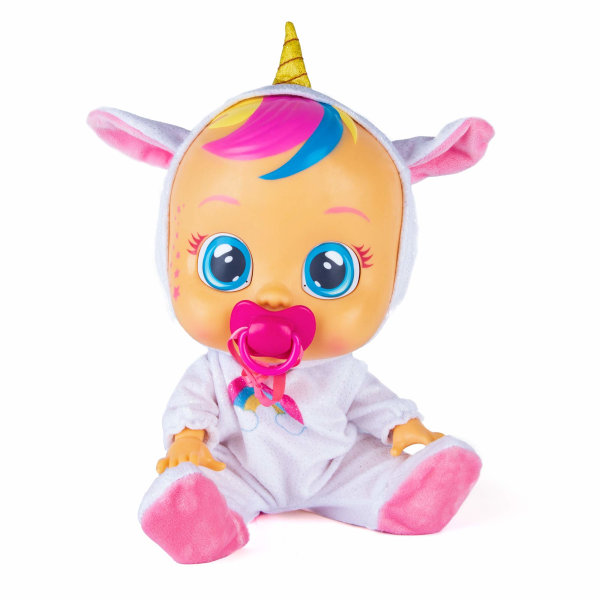 Deamy | Interaktiv baby som gråter riktiga tårar med dummy och pyjamas - leksak för barn +18 månader