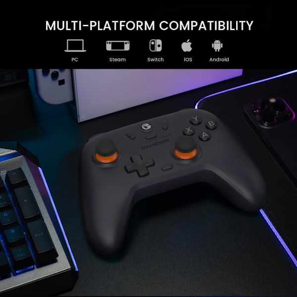 2.4g Trådlös Kontroller för Windows PC, iPhone, Android, Switch & Steam, Bluetooth-Kontroller Hall-Effekt-Trigger, Turbo, Vibration (Lila) Purple