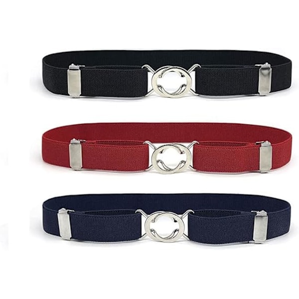 3-pack Barnbälte Justerbart Elastiskt Stretchbälte för Pojkar och Flickor