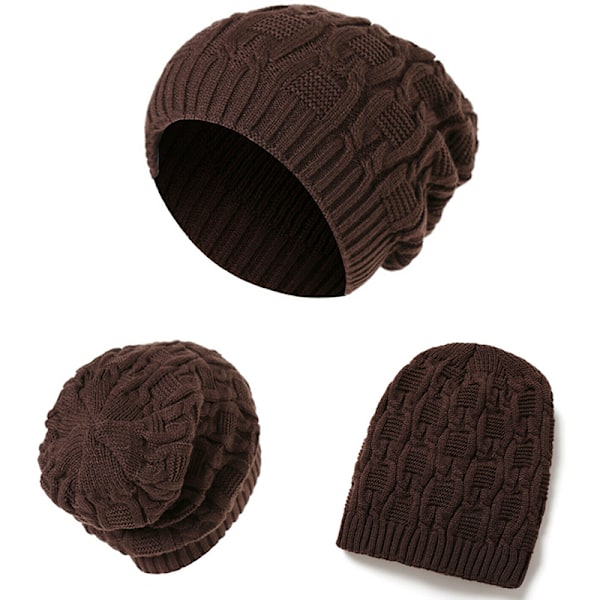 Uformell Strikket Lue Dame Vinter Myk Varm Strikket Beanie Lue - salg coffee