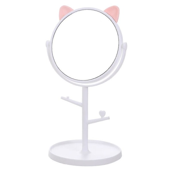 Cat Ear Round Mirror Hd Desktop Roterande Makeup Mirror Sminkbord Creative Simple Beauty Princess
