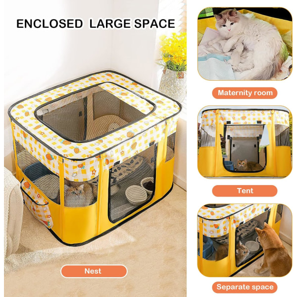 Kissan talon kokoontaitettava aita koiran kissanpesäteltta toimitushuone 70*55*45cm keltainen