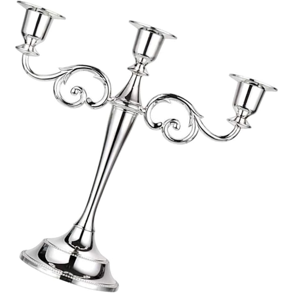 3-armet metallkandelaber lysestake sølv europeisk elegant lysestake lysestativ for bryllup middagsbordet jul fest hjeminnredning svart silver