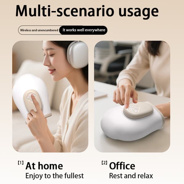 Elektrisk Fingermassager Håndflade- og Fingerlufttrykskompression og Varmeterapi Smart Trådløs Multifunktionel Håndmassager med Hånd