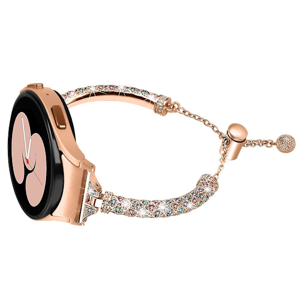 Metallinen ranneke Samsung Galaxy Watch 6 40mm 44mm -kelloon, kuparinen ranneke liittimillä_xx Rose Gold Colorful Rhinestone