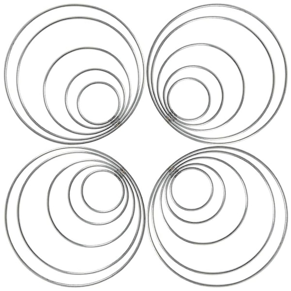 20 stk. Metal Drømmefanger Ringe Stål Håndværk Sølvringe til Håndværk, Macrame og Andre DIY Silver