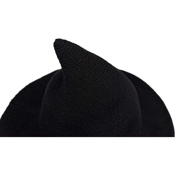 Kvinnors svarta häxhattar Modern stickad ull trollkarl cap för Halloween-fest kostym