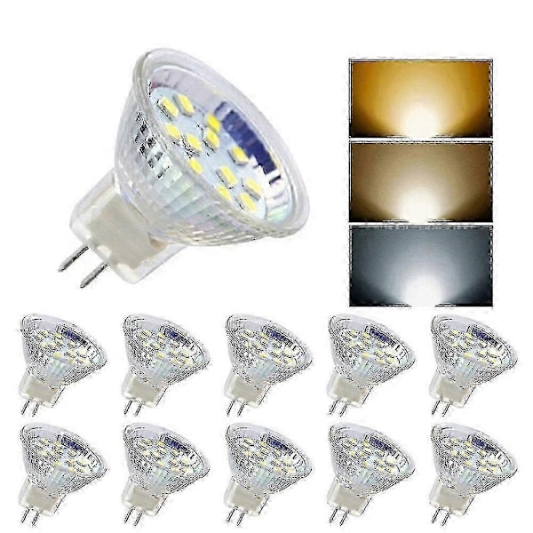 10 st Mr11 Glödlampor 3w/5w Ac/dc12v-24v Led Gu4 Bi-pin Sockellampor - Perfekt Kallvitt Cool white 3 w