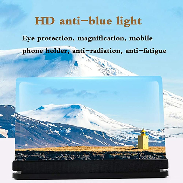12 \"Älypuhelimen näytön Bluetooth-kaiutinvahvistin, 3D HD -näytön suurentaja, kannettava kotiteatteri, matkapuhelimen näytön suurentaja