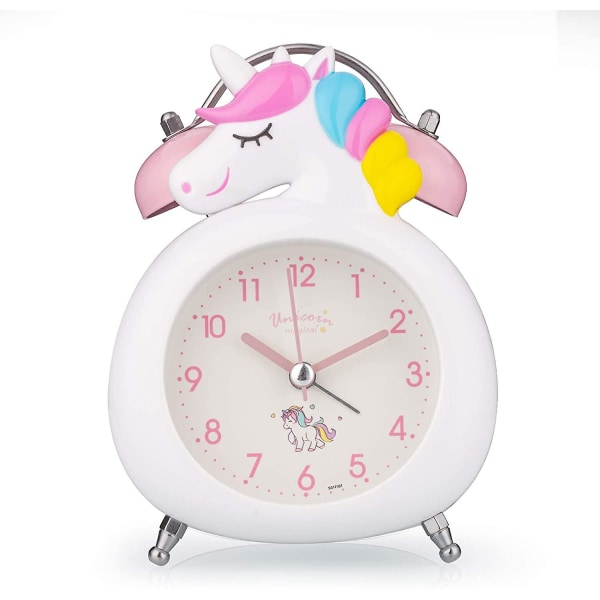 Børnevækkeur med natlys, Unicorn Double Bells Clock