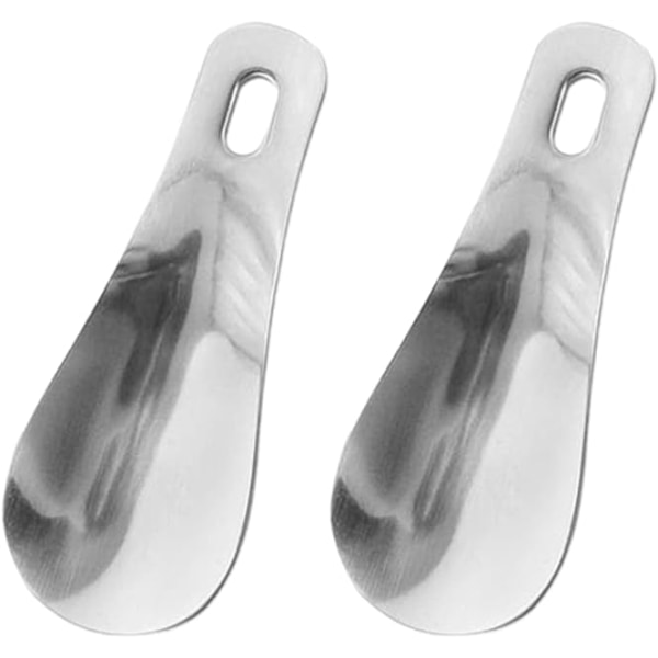 2-pakkskohorn, bærbar skohorn i rustfritt stål, 18 cm ergonomisk skohorn i metall