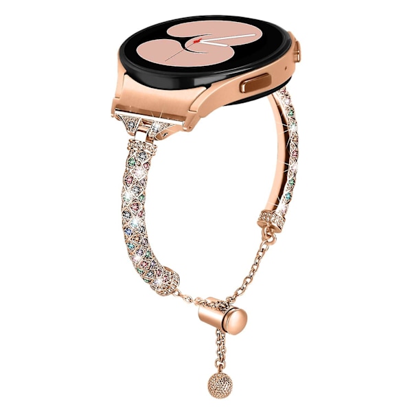 Metallinen ranneke Samsung Galaxy Watch 6 40mm 44mm -kelloon, kuparinen ranneke liittimillä_xx Rose Gold Colorful Rhinestone